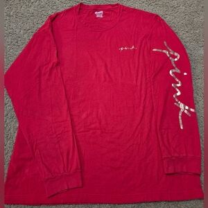 PINK Victoria's Secret XL Shiny Spellout Long Sleeved Tee